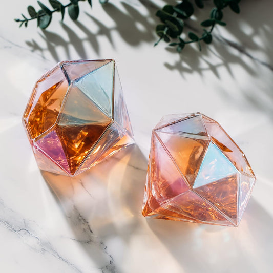 Set of 2 Iridescent Diamond Whiskey & Wine Glasses 10oz