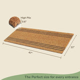 Large Beige Coir Doormat - 22x47" Basic Stripes