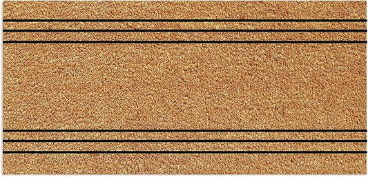 Large Beige Coir Doormat - 22x47" Basic Stripes