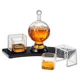 Soccer Whiskey Decanter Set with 2 Glasses & Holder Glasses