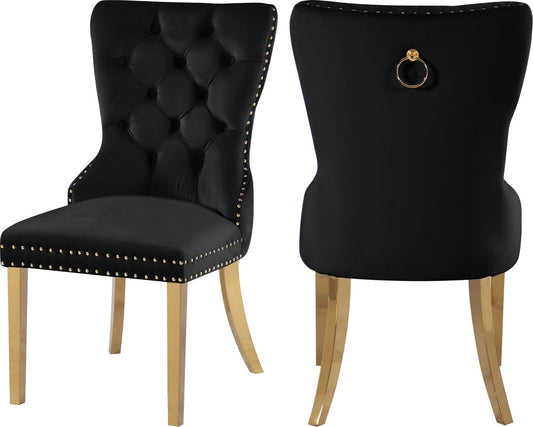 Carmen Luxurious Contemporary Dining Chairs - Set of 2 with Deep Button Tufting & Gold Accents