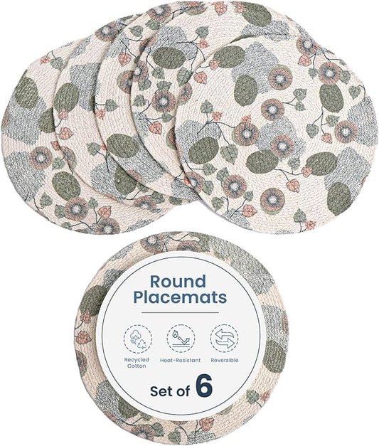 Green Kiwi Braided Cotton Placemat Set of 6