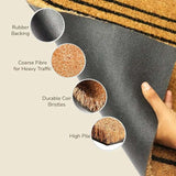 Beige Coir Doormat with Stripes – 17x30" Basic Plain