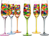 Stained Glass Champagne Flutes Set of 6 Hand Painted
