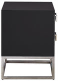 Nova Contemporary Side Table with Chrome Stainless Steel Base and Sleek Black Lacquer Finish