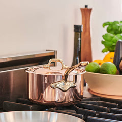 Mauviel M'Heritage 150 B 14-Piece Copper Cookware Set With Brass Handles