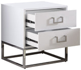 Nova Contemporary Side Table with Chrome Stainless Steel Base and Sleek Black Lacquer Finish