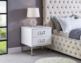 Nova Contemporary Side Table with Chrome Stainless Steel Base and Sleek Black Lacquer Finish