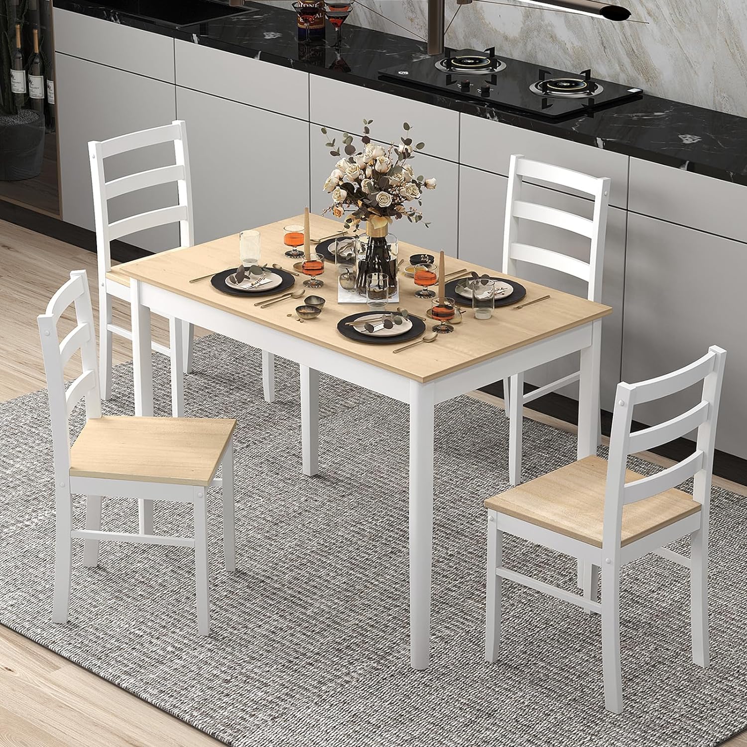 Tangkula 5-Piece Dining Table Set for 4