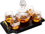Etched World Map Globe Whiskey Decanter Set 750ml