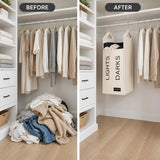 Dual Hamper Door Hanging Bag with Space-Saving Compartments, Beige
