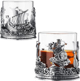 Viking & Mythological Pewter Whiskey, Wine, Beer & Water Drinking Glass - 12oz SINGLE - Water, Rum, Brandy & Scotch Glass, Elegant, Medieval Crystal Cup, Gifts for Men & Women, Old Fashioned Glass