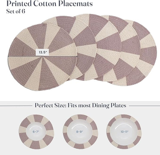 Pink Pinwheel Braided Cotton Placemat Set of 6