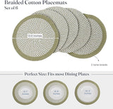 Melange Green & White Braided Cotton Placemat set of 6