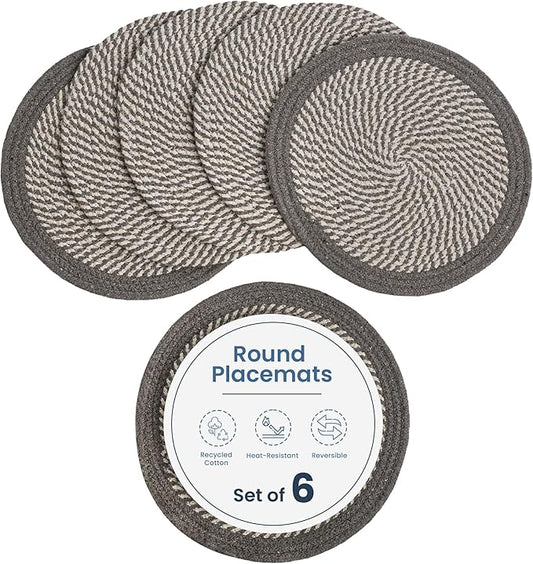Melange Gray & White Braided Cotton Placemat set of 6