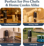 Battery Operated Salt & Pepper Mill with LED Light, Black
