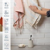 Beige & Red Turkish Cotton Towels Set of 2, 18"x40"