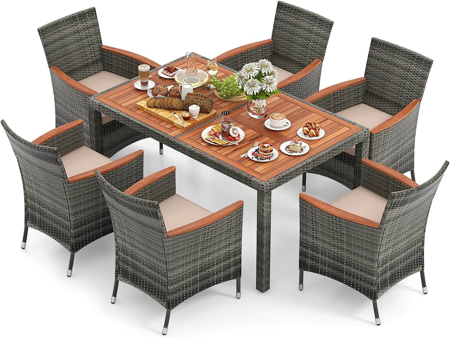 Tangkula 7 or 9 Piece Outdoor Dining Set