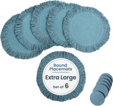 Blue Braided Cotton Placemats Set of 6 with Fringes
