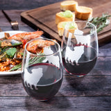 Set of 2 Pug Dog Stemless Wine Glasses