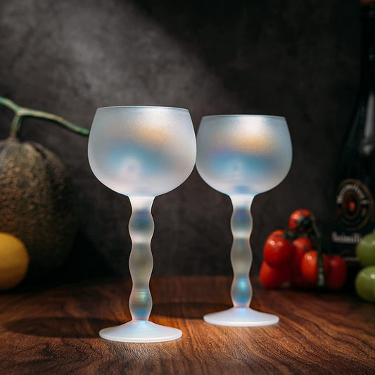 Aesthetic Iridescent Cloud Elegant Crystal Wine - 7 oz Rim Set of 2