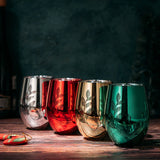Multicolor 4-Piece Tree Stemless Wine & Water Glasses (Stemless)