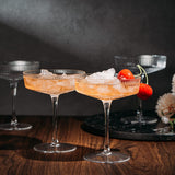 Ribbed Coupe Cocktail Glasses 8 oz | Set of 4 (Clear)