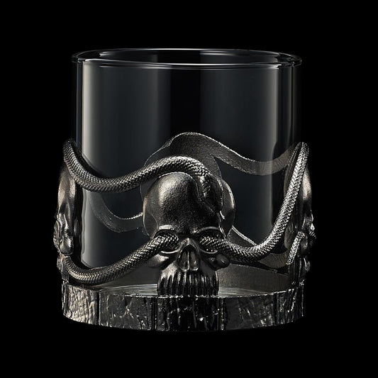 Skull & Snake Pewter Whiskey, Wine, Beer & Water Drinking Glass -12.5oz Set of 2