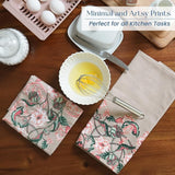 Floral Beige Printed Cotton Kitchen Towels, Set of 2 ,18"x28"