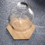Set of 2 Zodiac Sign Wine Glasses with 2 Wooden Coasters (Cancer)