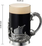 Viking & Mythological Pewter Beer & Water Drinking Glass - 18oz SINGLE - Pint, Whiskey, Rum & Scotch Glass, Elegant, Medieval Crystal Cup, Mug, Goblet, Gifts for Men & Women, Old Fashioned Glass
