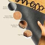 Hello Goodbye Beige Coir Doormat for Entryway - 17x30"