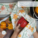 Printed Cotton Kitchen Towel Set - Yellow & Mint, 18x28 inches