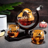 Gold Etched Whiskey Decanter Set Globe, Bourbon (27 Oz) (Gold)