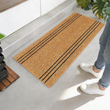 Large Beige Coir Doormat - 22x47" Basic Stripes