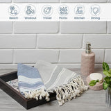Blue & Gray Turkish Cotton Towels Set of 2, 18"x40"