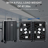 Wine Bottle Suitcase Aluminum | Holds 12 Standard 750 ML Bottles | Universal Airplane Luggage Case, TSA Approved Wheeled Bag For Professionals & Consumers, Gift For Wine Lovers, Connoisseurs (26 IN)