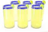 Hand Blown Blue Mexican Drinking Glasses and Pitcher – Set of 6