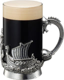 Viking & Mythological Pewter Beer & Water Drinking Glass - 18oz SINGLE - Pint, Whiskey, Rum & Scotch Glass, Elegant, Medieval Crystal Cup, Mug, Goblet, Gifts for Men & Women, Old Fashioned Glass