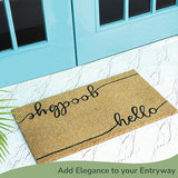 Hello Goodbye Beige Coir Doormat for Entryway - 17x30"