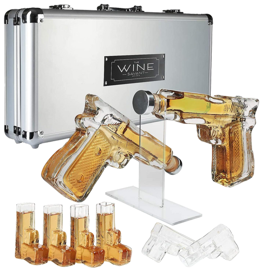 Pistol Whiskey Gun Decanter & Pistol Shot Glasses Set