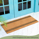 Large Beige Coir Doormat - 22x47" Basic Stripes