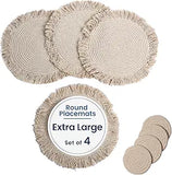 Ivory Braided Cotton Placemat Set of 4 with Fringes