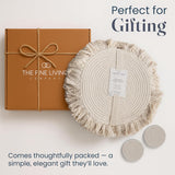 Ivory Braided Cotton Placemat Set of 4 with Fringes