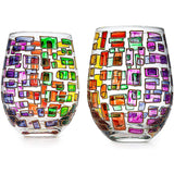 Renaissance Stained Glass Windows, (Stemless Wine Glasses)