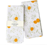 Printed Cotton Kitchen Towels Set of 2 - Lemon & Sage