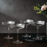 Ribbed Coupe Cocktail Glasses 8 oz | Set of 4 (Clear)