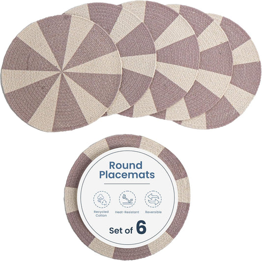 Pink Pinwheel Braided Cotton Placemat Set of 6