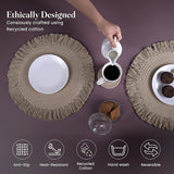 Beige Braided Cotton Placemats with Fringes – Set of 4