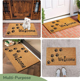 Cat Lover Coir Doormat with Paws Print 17X30" Beige/Black